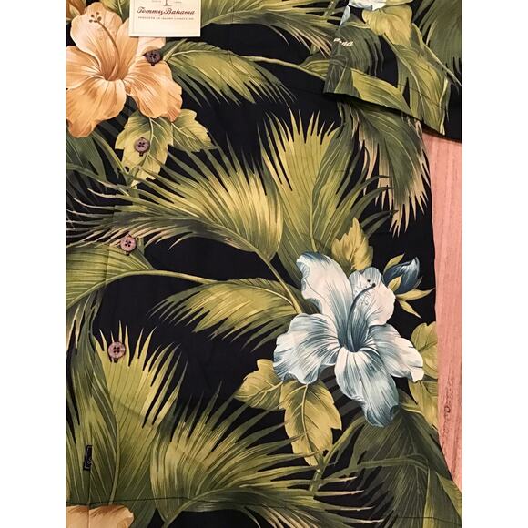 Tommy Bahama Mens Shirt XL Special Rum Camp Hawaiian Green 100% Silk Vacation - Picture 5 of 9